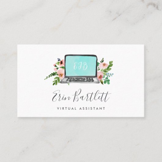 Floral notebook | Virtual Assistant Visitekaartje (Voorkant)