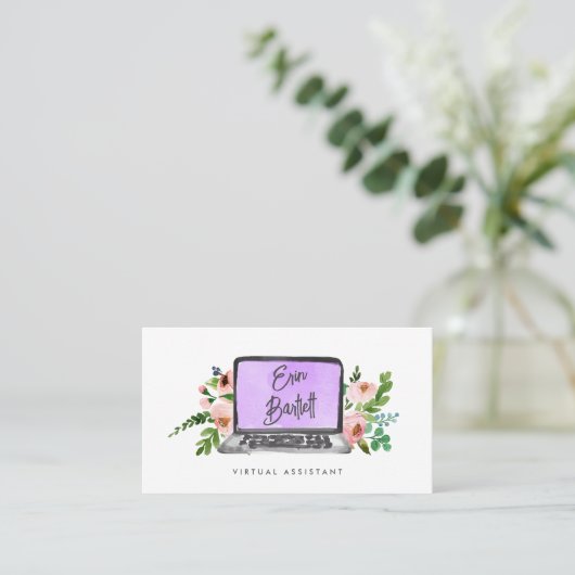 Floral notebook | Virtual Assistant Visitekaartje (Staand voorkant)