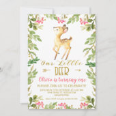 Floral Notre Petit Cerf Invitation fête d'annivers (Devant)