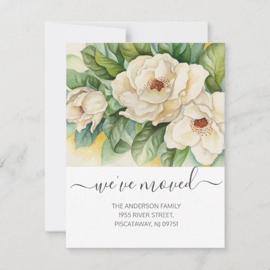 Floral Nouvelle adresse Magnolia Moving Faire-part (Devant)