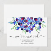Floral Nouvelle adresse Orchidée bleue Faire-part (Devant / Derrière)