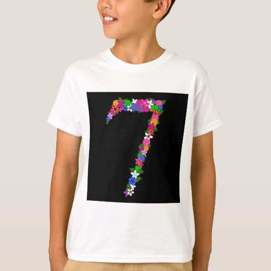 Floral Number Seven Botanical Flower Design T-shirt (Voorkant)