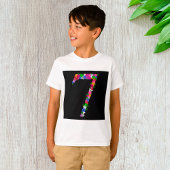 Floral Number Seven Botanical Flower Design T-shirt