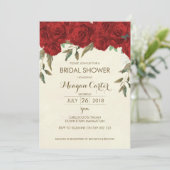 Floral nuptiale invitation ivoire roses rouges (Debout devant)