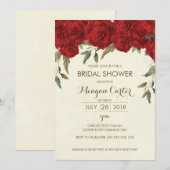 Floral nuptiale invitation ivoire roses rouges (Devant / Derrière)