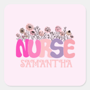 Floral Nurse Vierkante Sticker