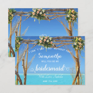 Floral Ocean Summer Beach Wedding Arch Bruidsmeisj Kaart