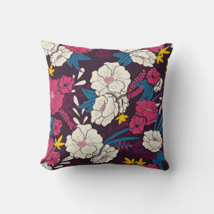 Floral oerwoud met een  patroon van slangen, tropi kussen