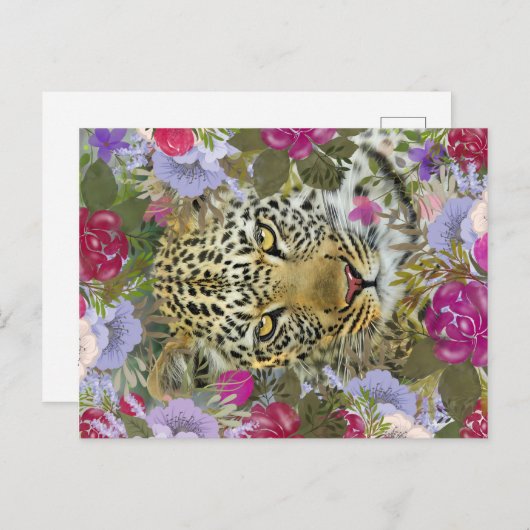 Floral Oerwoud Safari Leopard Painting Briefkaart (Voorkant / Achterkant)