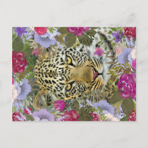 Floral Oerwoud Safari Leopard Painting Briefkaart