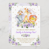 Floral Oerwoud Safari Wild Party Animals Verjaarda Kaart (Voorkant / Achterkant)