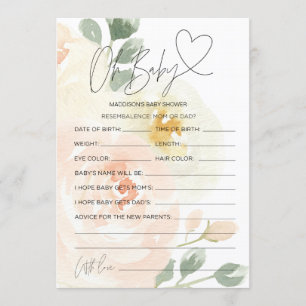 Floral Oh Baby Baby shower Prédiction des cartes d