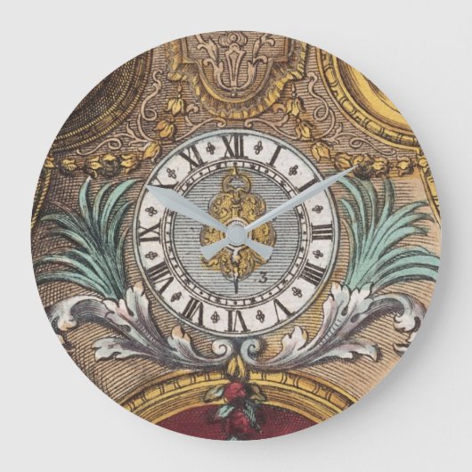 Floral Old Clock Decor Roman Numerals Grote Klok (Voorkant)