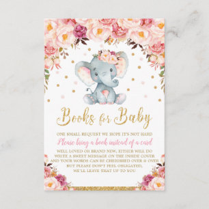 Floral Olifant Baby shower Breng een Boek Kaart Me