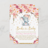 Floral Olifant Baby shower Breng een Boek Kaart Me (Voorkant / Achterkant)