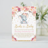 Floral Olifant Baby shower Breng een Boek Kaart Me (Staand voorkant)