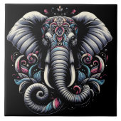 Floral  olifant ontwerp tegeltje (Voorkant)