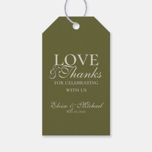 Floral Olive Green Wedding Favor Cadeaulabel (Voorkant)