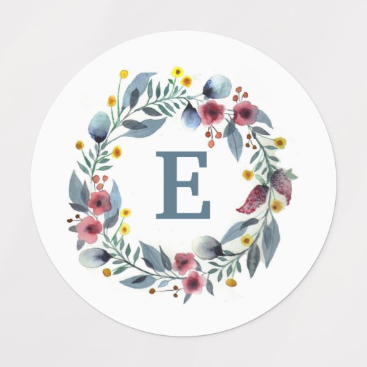 Floral omhulde monogram grijze roze waslabel labels (Design 2)