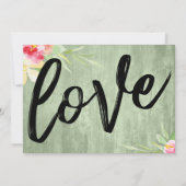 Floral on Green Wood "New Plan" Postponed Wedding Kaart (Achterkant)