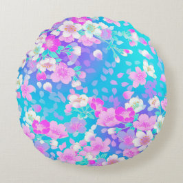 Floral op blauw rond kussen