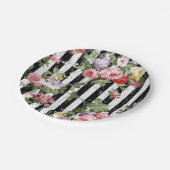 Floral op de weetherde zwarte streep papieren bordje (Gekanteld)