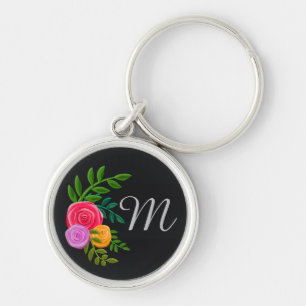 Floral op het Monogrammed-bord van Chalkboard Sleutelhanger