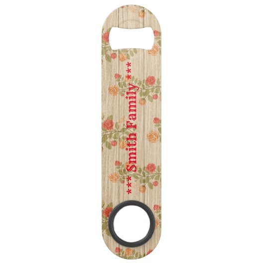 Floral op hout Aanpassen Populair Speed Flessenopener (Voorkant)