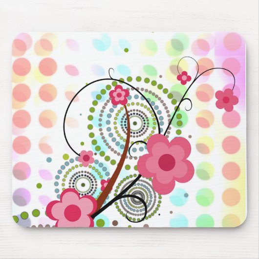 Floral op stippen muismat (Voorkant)