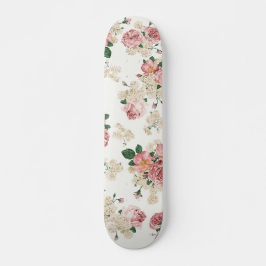  Floral op wit Skateboard (Voorkant)