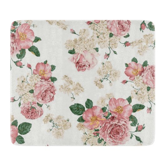 Floral op wit Snijplank (Voorkant)