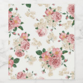  Floral op wit Wijn Etiket (Enkel label)