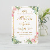Floral or Mariage islamique Mehndi Invitation (Debout devant)