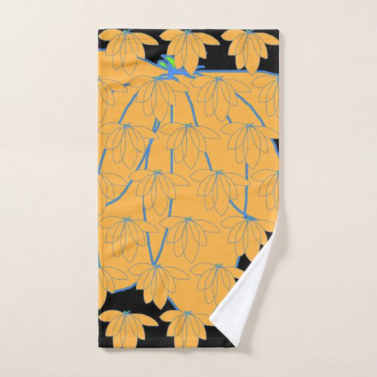 Floral Or sur noir (Serviette à main)