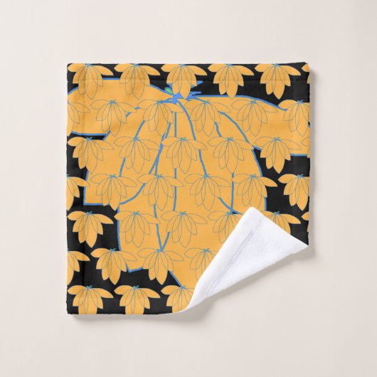 Floral Or sur noir (Gant de toilette)