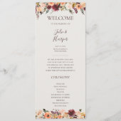Floral Orange Bourgogne | Programme de mariage bei (Devant)
