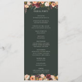 Floral Orange Bourgogne | Programme de mariage ver (Dos)