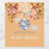 Floral Orange Disco Fête des mariées Vin Étiquette (Étiquettes simples)