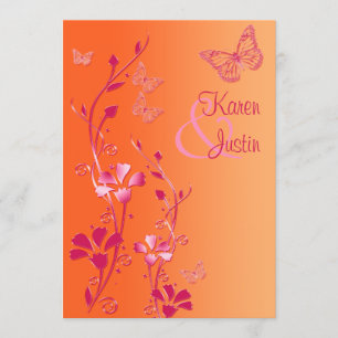 Floral orange et rose avec Invitation de papillons