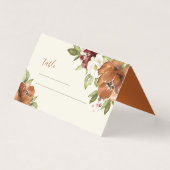 Floral Orange foncé Fleurs d'automne Place Card (Front)