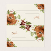 Floral Orange foncé Fleurs d'automne Place Card (Outside Unfolded)