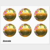 Floral Orange Gradient Produit Étiquette Monogramm (Feuille)