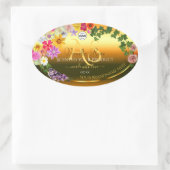 Floral Orange Gradient Produit Étiquette Monogramm (Sac)