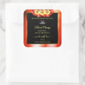 Floral Orange Marbre rouge Noir Étiquette Logo (Sac)