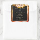 Floral Orange Marbre rouge Noir Étiquette Logo (Sac)