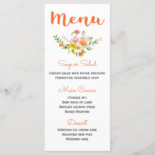Floral Orange Menu Lily Fleurs - Rose Jaune