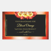 Floral Orange rouge marbre noir Étiquette de produ (Devant)