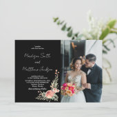 Floral Orange Wedding Invitations avec photo (Debout devant)