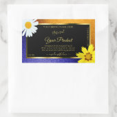 Floral Oranje Blue Glitter Black Product Labels (Tas)