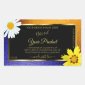 Floral Oranje Blue Glitter Black Product Labels (Voorkant)